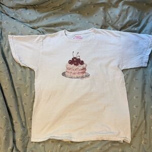 Fitted Pink Cherry Cake Painting Coquette Classic Tee